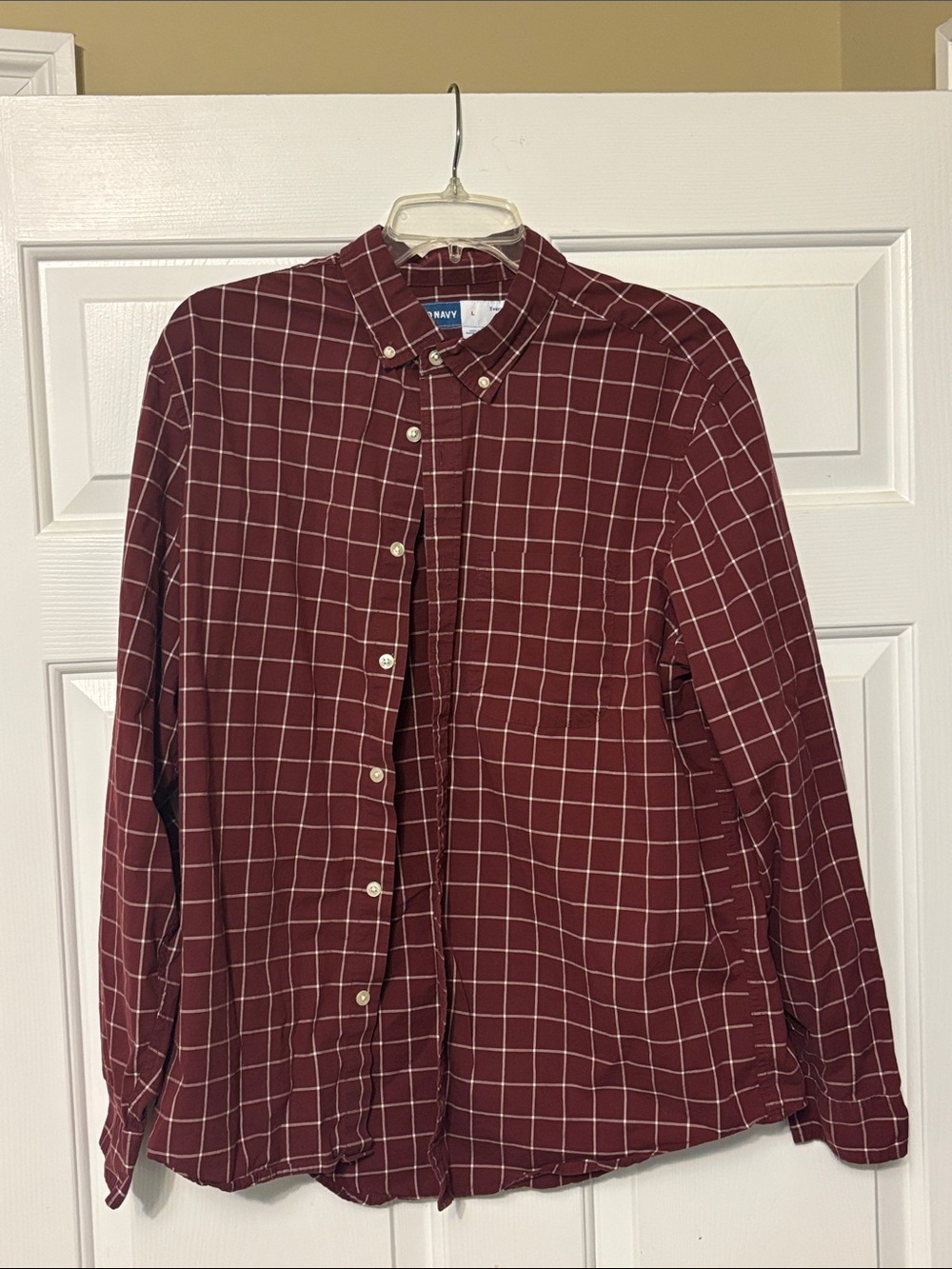 Men's Red Windowpane Button-Down Shirt